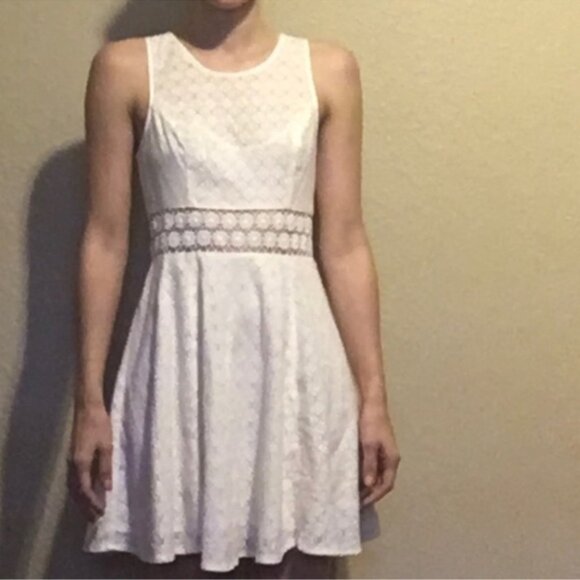 Free People Ivory Sleeveless Fit and Flare Mini Dress - Picture 3 of 5